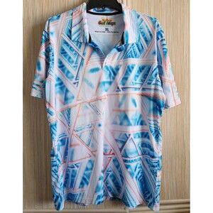 Golf Kings Men's Shirt XL Blue Multicolor Geometric Relaxed Comfort EUC
